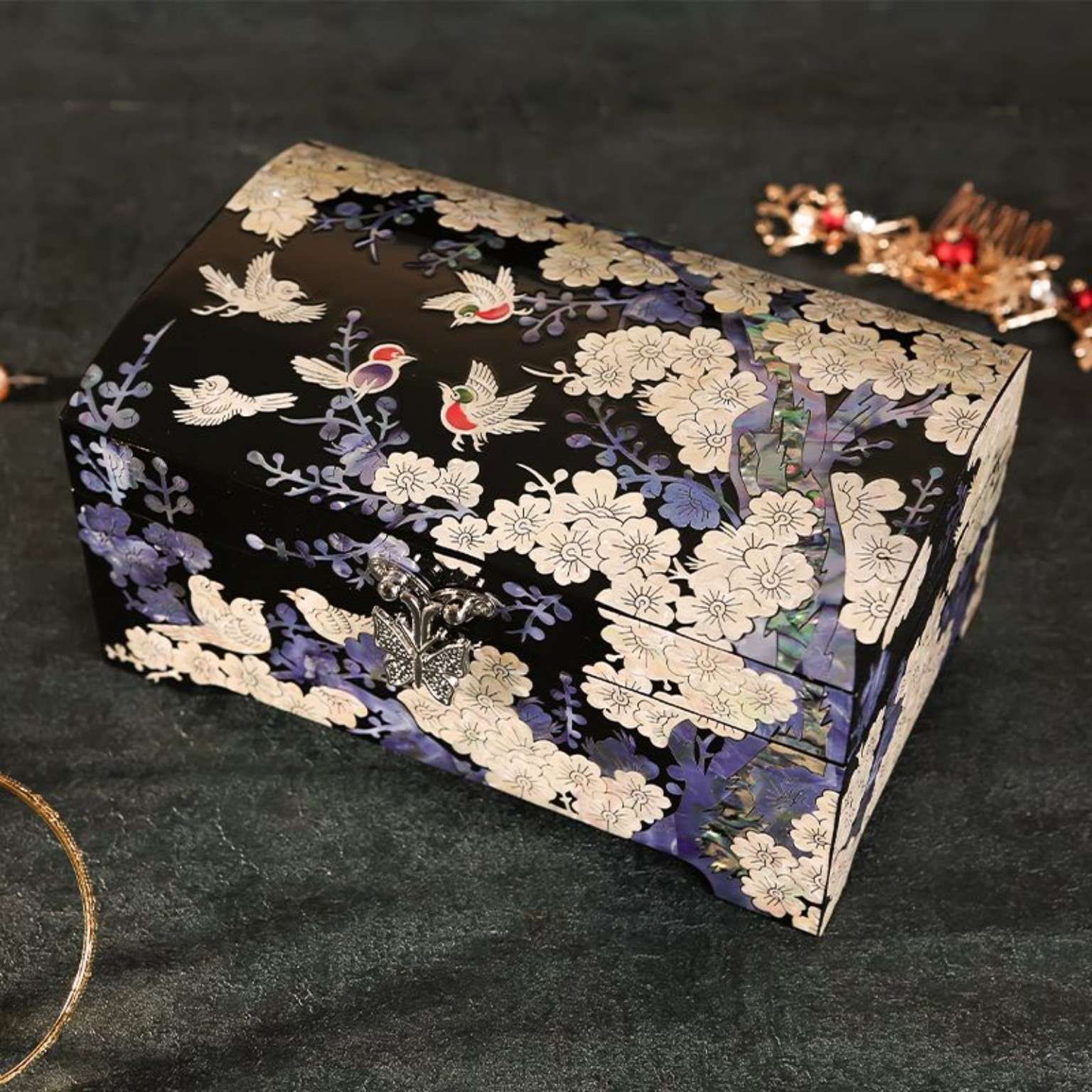 Peony Nacre Keepsake Box