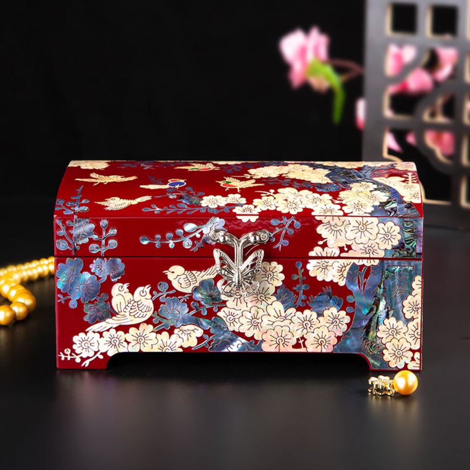 Peony Nacre Keepsake Box