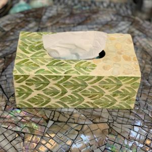 Green Leaves Mother-of-Pearl Tissue Box