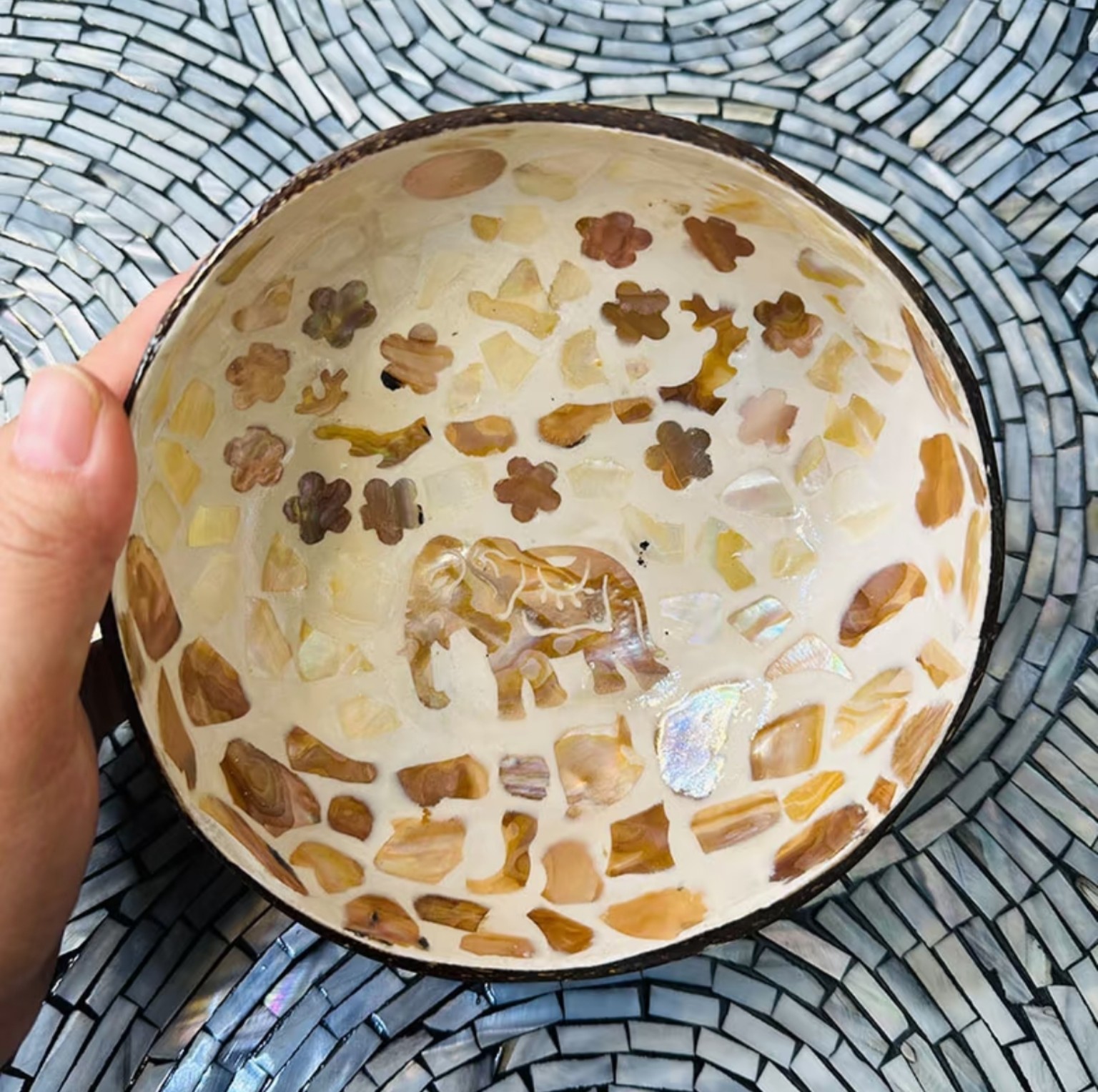 Mother-of-Pearl Coconut Catchall