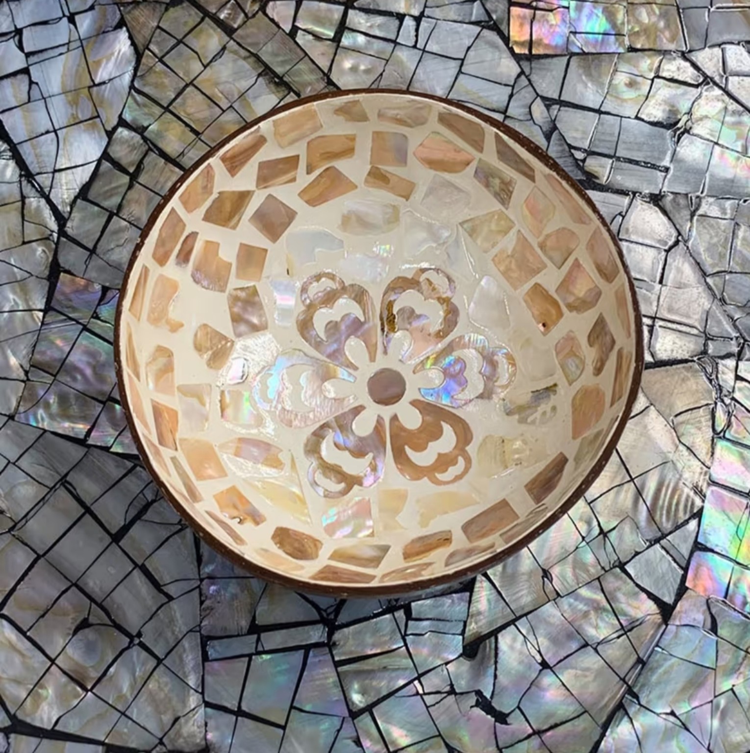 Mother-of-Pearl Coconut Catchall